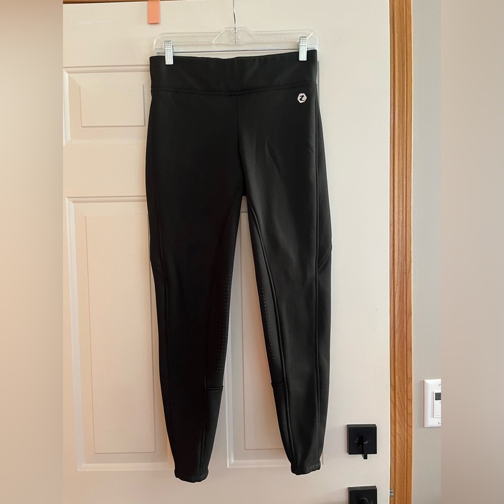 Women’s Horze black fleece lined silicon knee grips horse riding legging. SZ. 28